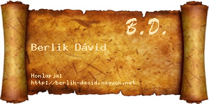 Berlik Dávid névjegykártya